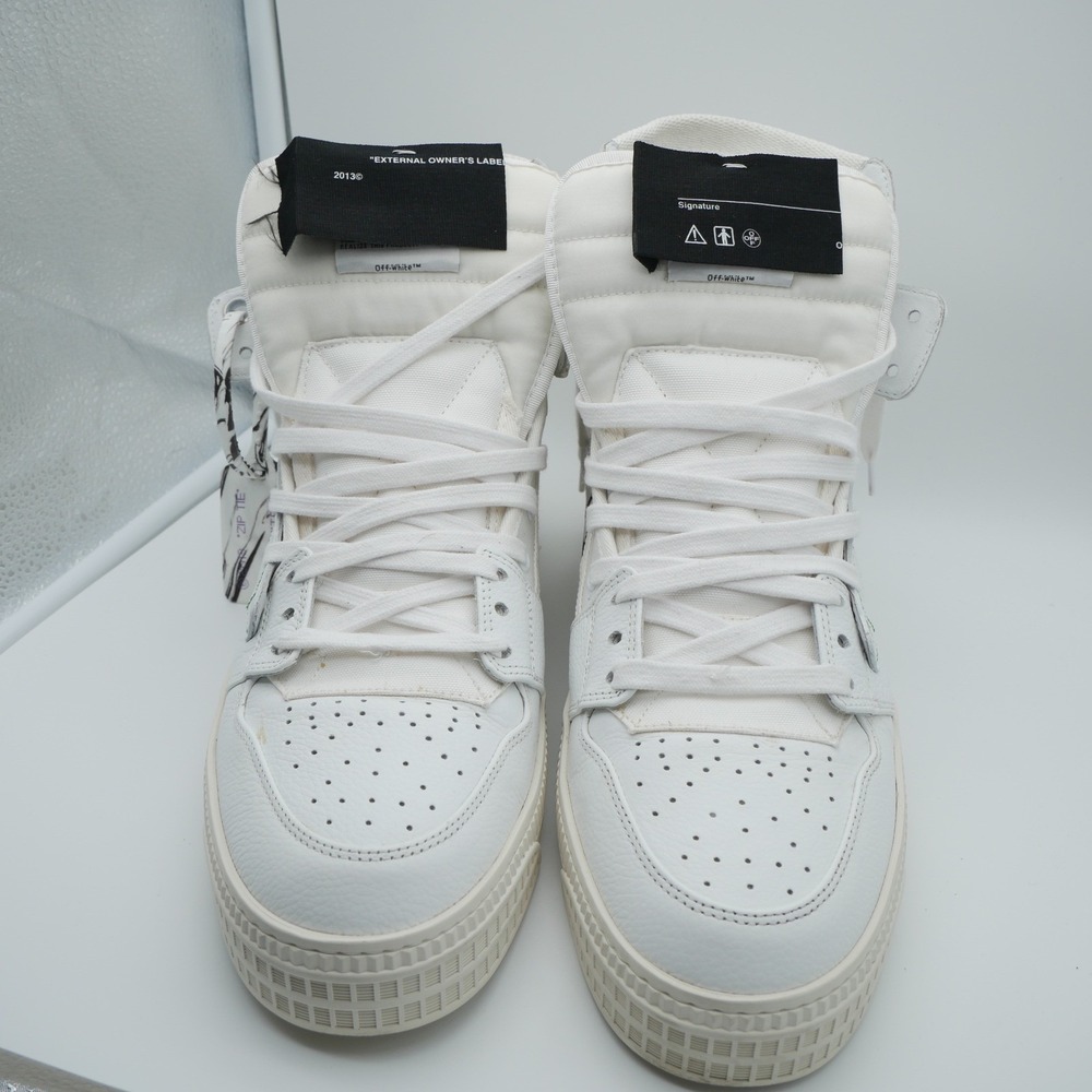 Off-White Off-Court 3.0 High Top Sneakers White Leather Mens Size 45 Made Italy - Picture 2 of 15